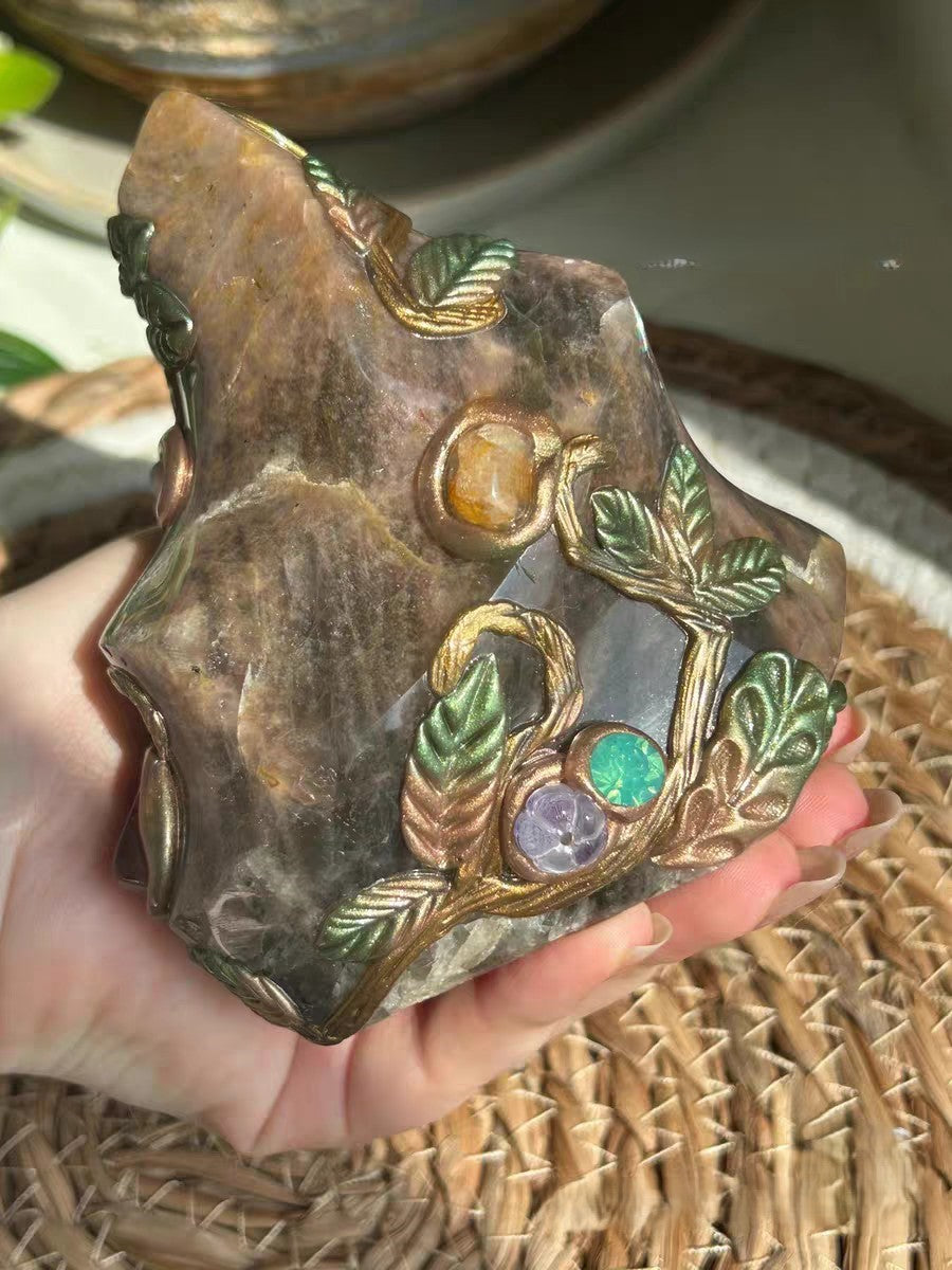 Golden Amber Crystal Decor-sd044